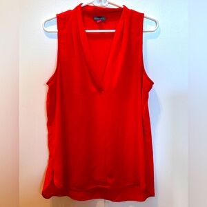 Vince Camuto Red drapped V-neck Sleeveless Blouse